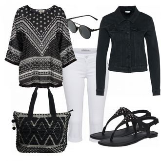 Kurz Outfit mit Schwarz/Dunkelblau Mantel/Cordjacke/Kurzjacke/Jeansjacke/Shirtjacke/Kurze Jeansjacke/Sommerjacke/Bluse Große Größe Noisy may "schwarzwei"
