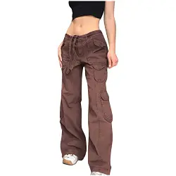 Elegante Lässig Stoffhose Cargohose Straight Hohe Taille Jogginghose Baumwolle Damen Warm Fleecehose Lang Casual Sweatpant Loose Fit Trainingshose Outdoor Freizeithosen Sporthose Strickhose