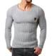 EightyFive Herren Pullover Slim Fit Feinstrick Schwarz Weiß Grau EF1472 S-XXL, Größe:S, Farbe:Grau