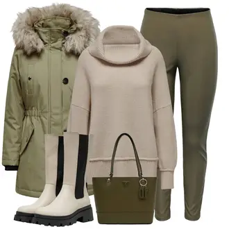 Outfit s Zelená/Béžová/Hnědá/Khaki/Tmavě Zelená Parka Přechodová Bund/Bundeswehr Parka/Zimní Parka Only "Zimní outfity"