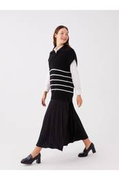 Elastic Waist Plain Pleated Women's Skirt