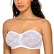 DOBREVA Damen Trägerloser BH - Bügel Spitze Mesh Cups Bandeau-BH Weiss 80D