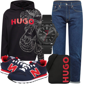 Logoprint Outfit mit Schwarz New Balance "Lässiger Freizeit Look"