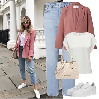 Carina Outfit sa Bijela/Bež Tenisica s platformom Puma "Cool proljetni look"
