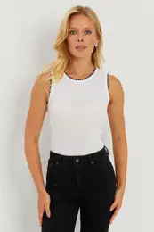 Women's White Piping Camisole Blouse