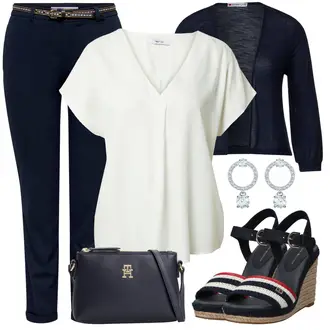 Outfit mit Grau/Weiß/Hellgrün/Creme/Gelb Tunika/Klassische Tunika/Elegante Tunika/Lederjacke/Musseline Bluse/Kurzarmbluse/Kurzarm-Tunika/Schlupfbluse/Tuniken-Shirt About You "Stylischer Bürolook"