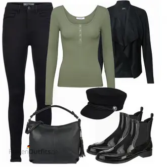 Elegante Outfits Jeans mit Schwarz/Dunkelblau Lederjacke/ThermoJeans/Leder Schuhe/Push up Jeans/SweatJeans/Biker Jeans Only "Elegantes Herbst Outfit"
