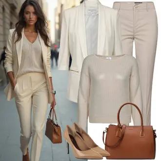 Smart Casual Outfits Trendige mit Beige/Khaki Steghose/Gerade Hose/Musselin Hose/Freizeithose/Business Hose/Jogger Hose/Karottenhose/Skinny Hose/Bügelfaltenhose/Slim Hose/Anzughose/Hose mit Schlitz classic basics "Frühlings Outfit"Look: Classic, Trendige, Smart Casual, Sportlich