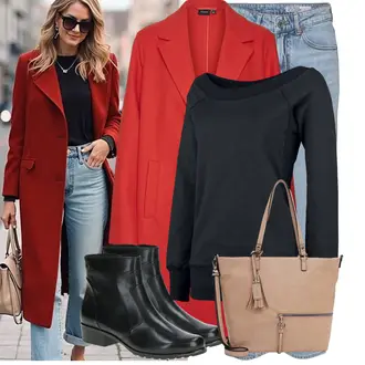 Outfit met zwart Zomerse enkellaarsje/Rubberen Enkellaars/Gevoerde Enkellaars/Leren enkellaars/Laars met Lamsvacht/Platte Enkellaarsje/Chelsea Boot Caprice "Modieuze lente-outfit"