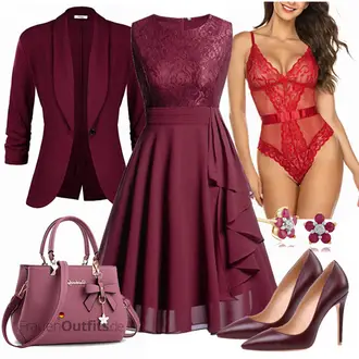 Outfit mit Bordeaux/Braun/Dunkelrot Vintage Pumpe/Eleganter Schuh/High Heel/Lederschuh/Bequemer Pump/Business-Schuh/Hochfrontpump/High Heel Pumps AOOAR "Elegantes Sommer Outfit"