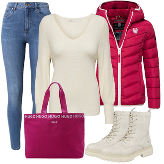 Stiefel Outfits Plateau mit Grau Mustang "Perfekt für den Winter"