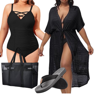 Outfit mit Schwarz Strand-Tunika/Beachwear/Strandtuniken Hanna Nikole "Outfit für den Sommer"
