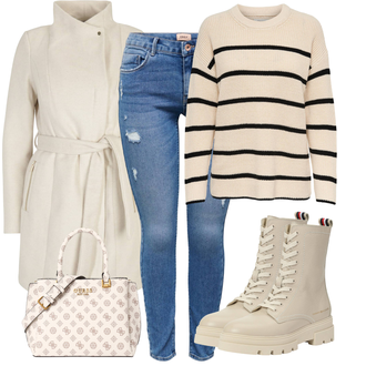 tenues avec Kaki/Marron/Beige/Blanc Manteau en Laine Polaire/Manteau en Maille/Manteau d'Hiver Manteau de Laine/Manteau en Loden/Manteau Léger/Manteau Polaire Tricot/Manteau en Cachemire VERO MODA "Look Automnal"