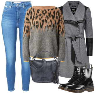 Outfity na zimu Zvířecí potisk s Šedá Pletený Oděv Liu Jo "Zimní outfity"