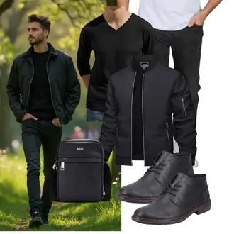 Mit Puff­ärmeln Outfit mit Dunkelgrau/Schwarz/Grau Jacke mit Seitlichem Reißverschluss/Fliegerjacke/Frühlingsjacke/Collegejacke/Nylonjacke TACVASEN "Freizeit Outfit"