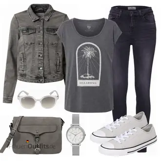 Outfit mit Grau T-Shirt BILLABONG "Outfits für jeden Tag"