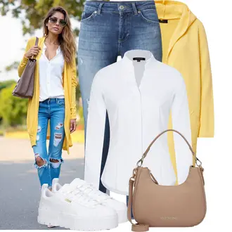 Jeans Outfits Skinny mit Blau/Dunkelblau Lederjacke/Damen 7/8-Länge Jeans/Ankle Boot/Jeans mit Schlitz/Jeans mit Loch/Leather jackets/Schlupfjeans Only "Schönes Frühlingsoutfit"