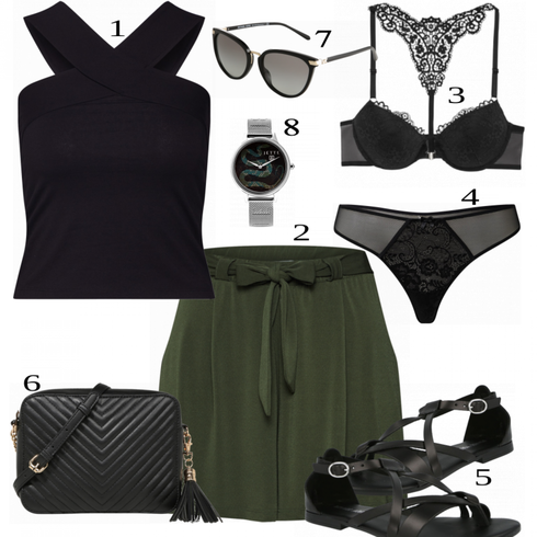 Comment poter Noir Culotte Lascana avec Noir Chemise About You