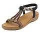SMajong Damen Sommer Sandalen mit Strass Perlen Frauen Bohemian Sandals Freizeit Strand Sandalette Plattform Flip Flops A Schwarz 38 EU