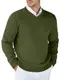 COOFANDY Strickpullover mit V Ausschnitt Herren Pullover Langarm Sweater Männer Winterpullover Herren Pulli Armeegrün M