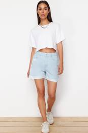 Light Blue Ripped Denim Shorts