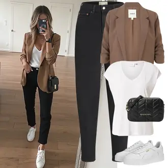 Carina Outfit sa Bijela/Bež Tenisica s platformom Puma "Lagana odjeća"