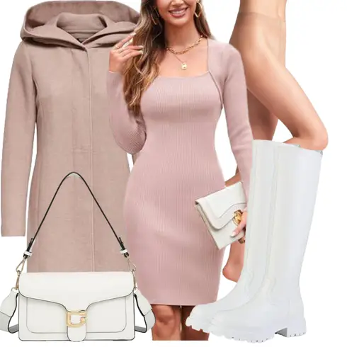 Rosa/Lila/Braun Einfarbig Kleid/Strickkleid/Sexy Kleid/Langärmliges Winterkleid/Langärmliges Kleid/Schmales Kleid/Bodycon-Kleid Arach&Cloz kombinieren