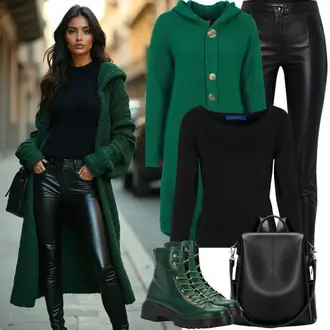 Winter Outfits mit Schwarz Lederhose/Leggings Lederoptik/Lederlegging/Lederimitathose/Lack Legging/Latex Leggings/Leggings mit Schlitz/Slinkyhose Mauritius "Perfekt für die Freizeit"