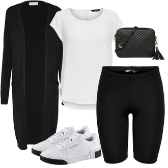 Outfit s Černá/Hnědá Košile Cyklistický šortky Only "Denní Outfit"