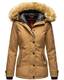 Navahoo warme Damen Winter Jacke Winterjacke Parka Mantel Kunstfell B392 [B392-Laura2-Camel-Gr.M]