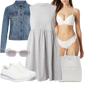 Elegantní Outfit s Krémová/Bílá Šněrovací Bota/Šněrovací bota/Zdravotní bota/Lékařská Bota/Nízká Teniska/Pohodlná Bota/Bota Na Pěší Turistiku/Úzká Teniska/Letní Tenisky Skechers "Módní letní vzhled"Look: Klasické, Elegantní, Venkovní, Nadrozměrné, Sportovní, Unisex