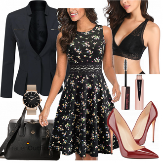 Outfit mit Rot/Dunkelrot/Braun/Bordeaux Bequemer Pump/Eleganter Schuh/High Heel/Hochfrontpump/High Heel Pumps Soireelady "Auffälliges Business Outfit"