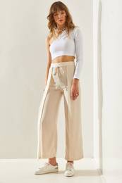 Women's Muslin Linen Waist Tie Design Trousers
