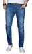 ALESSANDRO SALVARINI Herren Slim Fit Jeans Hose Denim Stretch-Jeans Jeanshose Washed [AS033 - Blau - Used - W29 L30]