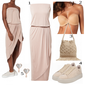 Outfit sa Pink/Bež/Plava/Siva Haljina Veći Broj About You "Tvoj otmjeni outfit"