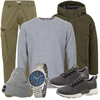 Outfit mit Grau Mütze HUF "Freizeit Outfit"