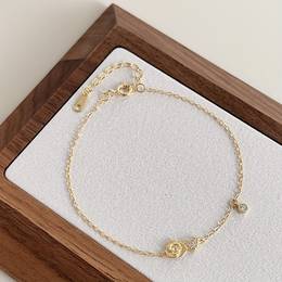 Total Weight About 1.15g 1pc Women's Fashion Bracelet 925 Pure Silvery Flower Synthetic Zirconia Rose Love Women's Bracelet Versatile Hand