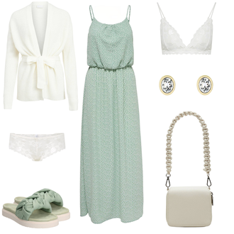 Mollige Outfit mit Hellgrün/Grün Kleid Große Größe/Chiffon Kleid/Langes Sommerkleid/Maxikleid Only "Mint Sommeroutfit"