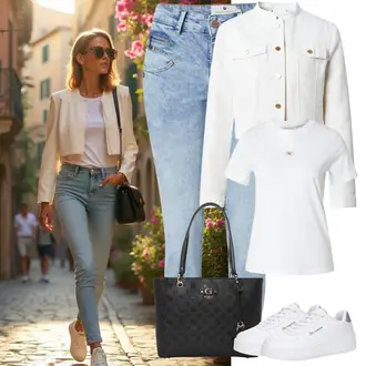 Outfit sa SvjetloPlava/Plava Hlače rupa hlača/Skinny Hlače/Traper Tajice/Jeggings Freeman T. Porter "Proljetni outfit"
