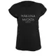Sommer Rundhals Top Hakuna Matata Damen Oversize Shirt mit Spruch Oversized Longshirt (95-B21-Schwarz-M)