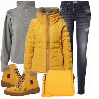 Outfit met geel Laars Rieker "Herfstkleding"