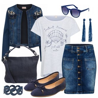 Outfit mit Blau Plateauschuh About You "Antonina"