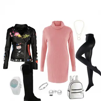 Elegant Outfit mit Schwarz Overknee Stiefel/Flache Overknee Stiefel Stiefelparadies "LiebeistwiewildesWasser"Look: Rad, Oversize, Overdressed, Casual, Premium, Unisex, Elegant, Schlichte