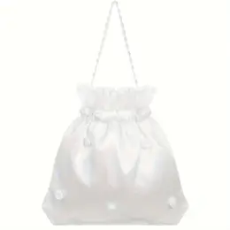 Elegant Wedding Favor Bag With Pearl Embellishments – Drawstring Bridal Party Handbag For Jewelry, Gifts, And Keepsakes, Gift Handbag Purse