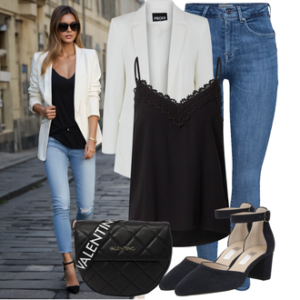 Outfit mit Gelb/Rosa/Lila/Orange/Rot/Schwarz Baguette-Tasche/Gürteltasche/Gürteltasche/Clutch/Kosmetiktasche/Gürteltasche/Brieftasche/Beuteltasche/Puffer-Tasche/Hüfttasche valentino "Modisches Freizeit Outfit"