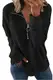 FANGJIN Damen 1/2 Zip Sweatshirt Pullover Herbst Einfarbig elegant travel Loose Basic Langarmshirt Plüsch Tops Frühling Comfort Schwarz V-Ausschnitt Oberteile L