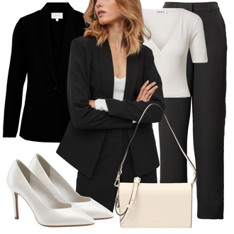 Winter Outfit mit Schwarz/DunkelGrau/Khaki/Grau Bengalin Hose/Business Hose/KomfortHose/AnzugHose/High Waist Hose/Musselin Hose/Gerade Hose/WinterHose/Hose Große Größe Vila "Elegante Frühlings Outfits"