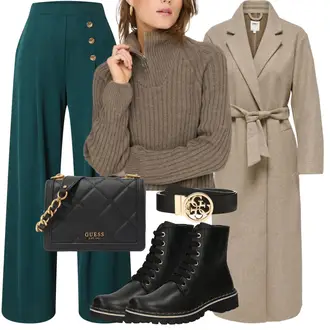 Outfit Inspo Schule mit Grau/Braun/Khaki/Beige Kaschmir Mantel/Lodenmantel/Langer Mantel/Langmantel/Midi Mantel/Wollmantel/Wollmantel Only "Modisches Outfit Inspo"Look: Konzert, Firmenfeier, Hütten, Muttertag, Silvester, Schule, Besondere Anlässe