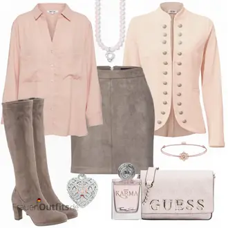 Kurz/Mini Outfit mit Grau/Grün Rock LederRöcke VERO MODA "Heine Blazer"