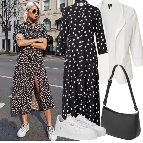 Comment poter Noir/Marron/Blanc Robe Grande Taille/Tunique/Robe à Manches 3/4/Robe Longue en Maille/Robe Longue/Robe à Pois yas avec Blanc/Crème Manteau/Chemisier Grande Taille/Tunique/Blazer Court/Blazer Boyfriend/Sweat Blazer/Blazer en Tricot/Blazer Long/Blazer en Coton/Veste en cuir pour hommes/Blazer Chemisier/Blazer Casual/Blazer Élégant/Veste de Blazer VERO MODA